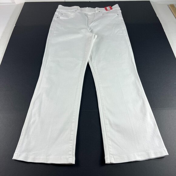Spanx Jeans Women's Extra Large Pull On Kick Flare High Rise White Stretch Denim - Picture 1 of 16